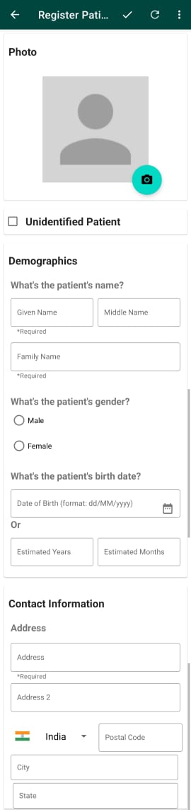 OpenMRS Android Client patient registration